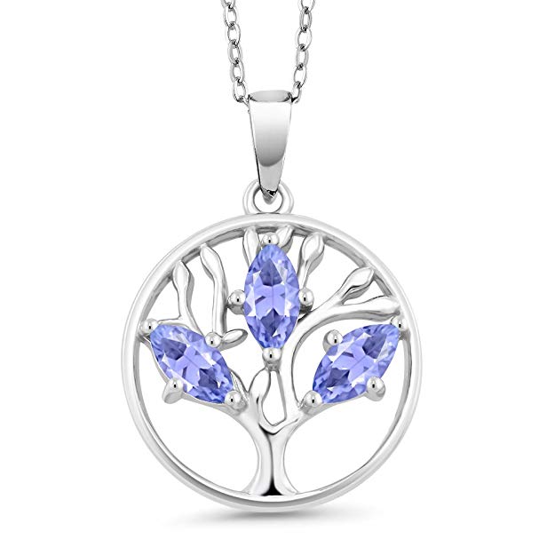 Motherly 2.00 Ct Amethyst Pear Cut Tree Of Life Necklacein 18k White Gold Filled