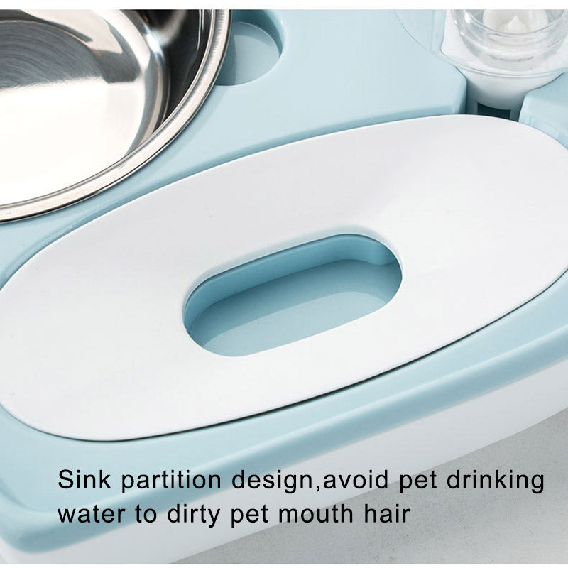2 In 1 Pet Dog Cat Water Food Bowl/Automatic Water Dispenser Bottle