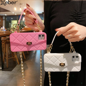 Luxury Chain Necklace Handbag Card Slot Wallet Case For iPhone