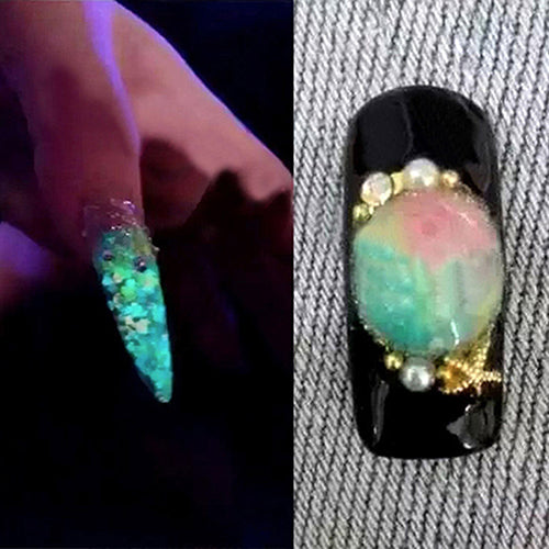 1Pc Glitter Luminous Nail Art Sticker Tips Decoration DIY Acrylic Manicure Tool