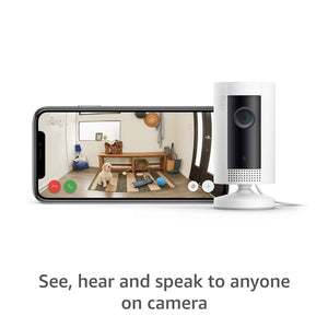 Ring Indoor Cam, Compact Plug-In HD security camera with two-way talk, White, Works with Alexa