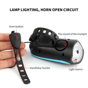 Horn Rechargeable Bike Light Waterproof Biking Headlight Flashlight SP