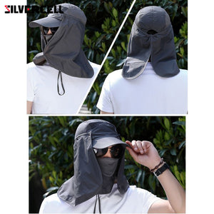 Sun Caps Flap Hats 360 degree Solar UV Protection Sun Hat Summer Men Women Sun Visor Cap Folding Removable Neck Face Mask Head