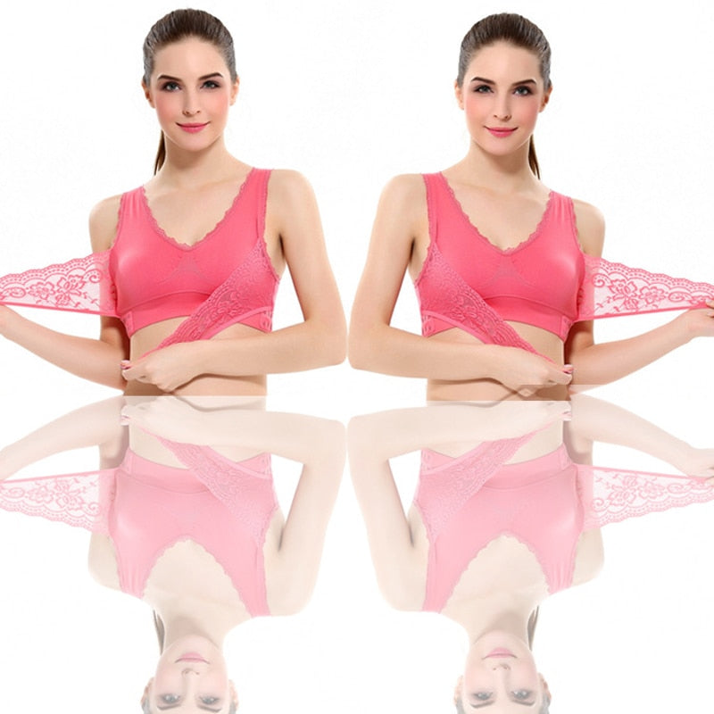 Women Fitness Yoga Sports Bra Padded Push Up Bra Female Lace Crop Top Yoga Gym Shirts Sport Brassiere Tops Vest Seamless Bra