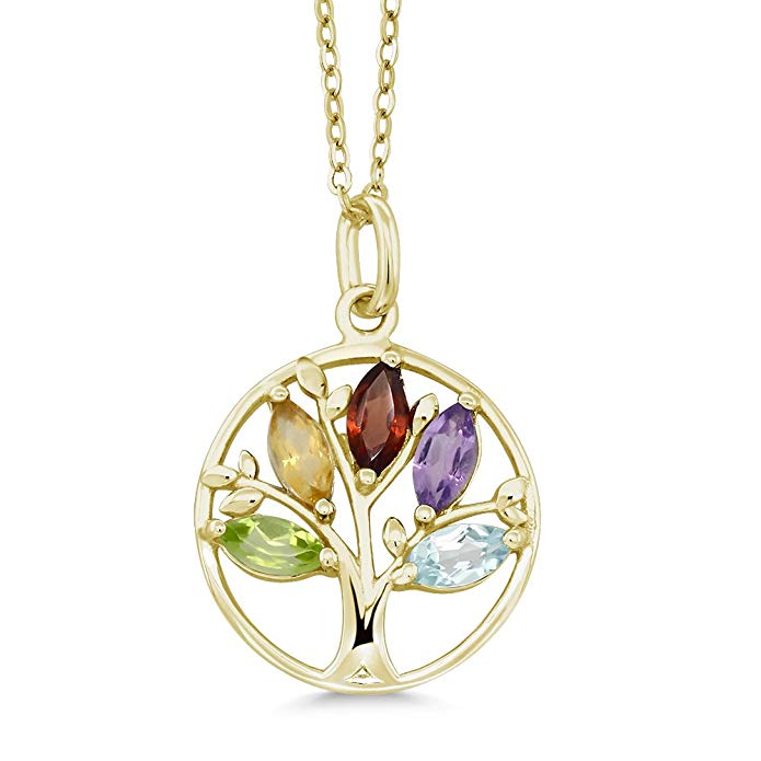 Motherly Rainbow Tree Of Life Necklacein 18k Gold Filled