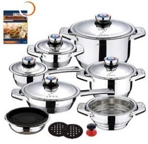 17-Piece Wide edge Stainless Steel Cookware Set