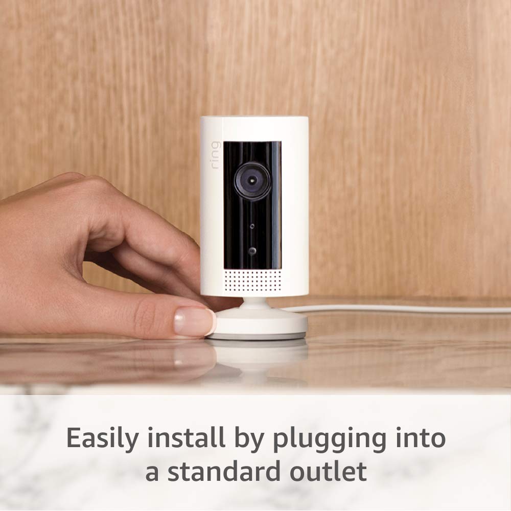 Ring Indoor Cam, Compact Plug-In HD security camera with two-way talk, White, Works with Alexa