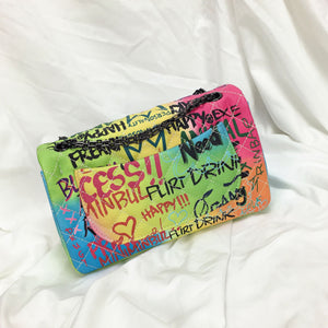 2019 new color graffiti printing shoulder bag fashion travel bag