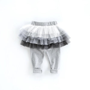 Baby and Toddler Cotton Leggings With Tutu Skirt (Pink or Gray)