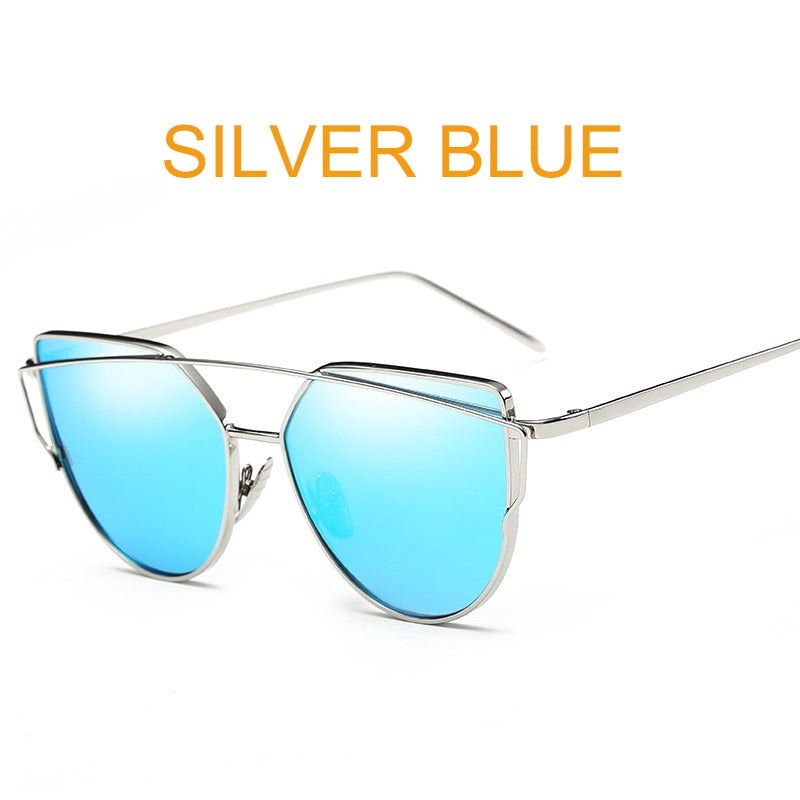 Women's Metal Reflective Flat Sunglasses
