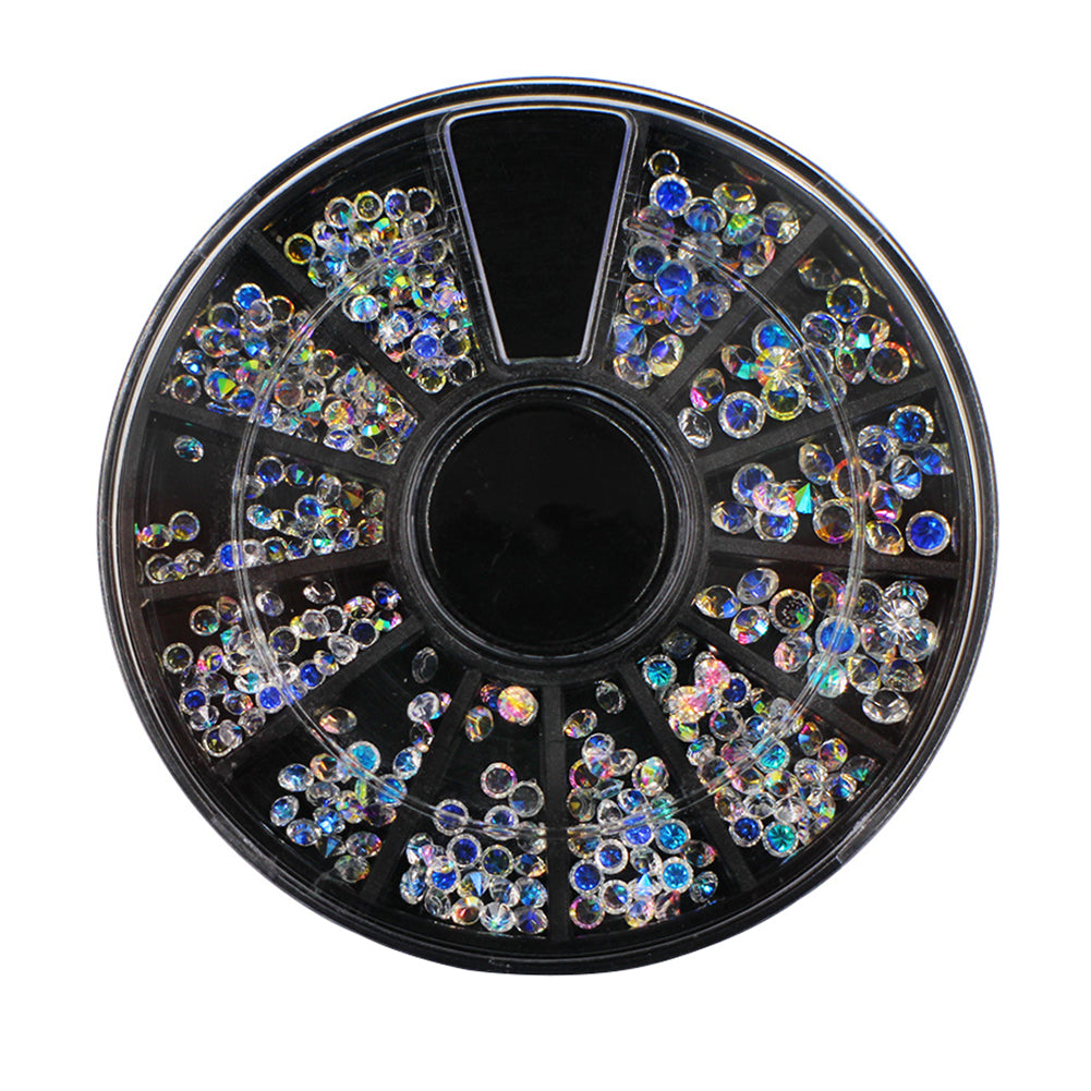 Mixed Size Glitter Rhinestone 3D Nail Art Tips DIY Manicure Decoration Wheel