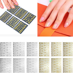 12 Sheets Luxury Flower Nail Art Sticker Women Manicure Nail Tip DIY Decoration