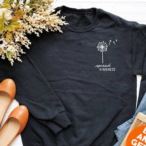 Spread Kindness Dandelion Pocket Print Women Long Sleeve Sweatshirts