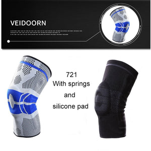 Veidoorn 1PCS Compression Knee Support Sleeve Protector Elastic Kneepad Brace Springs gym Sports basketball Volleyball Running