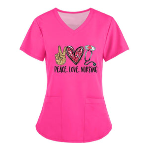 Cute Cartoon Print Nurse Uniform Scrubs Costume