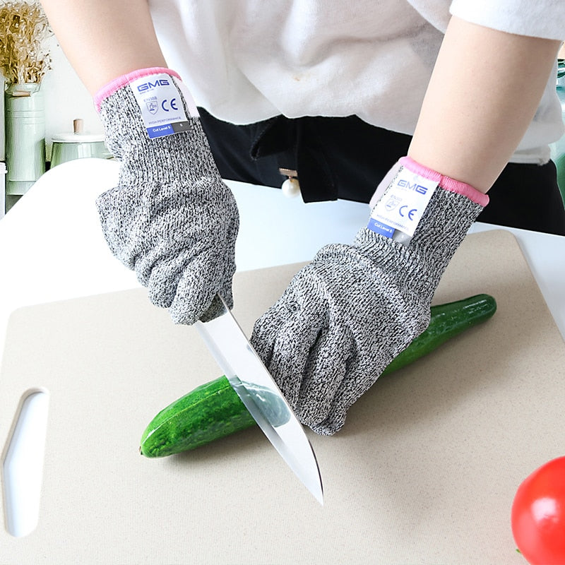 Anti Cut Proof Gloves Hot Sale GMG Grey Black HPPE EN388 ANSI Anti-cut Level 5 Safety Work Gloves Cut Resistant Gloves
