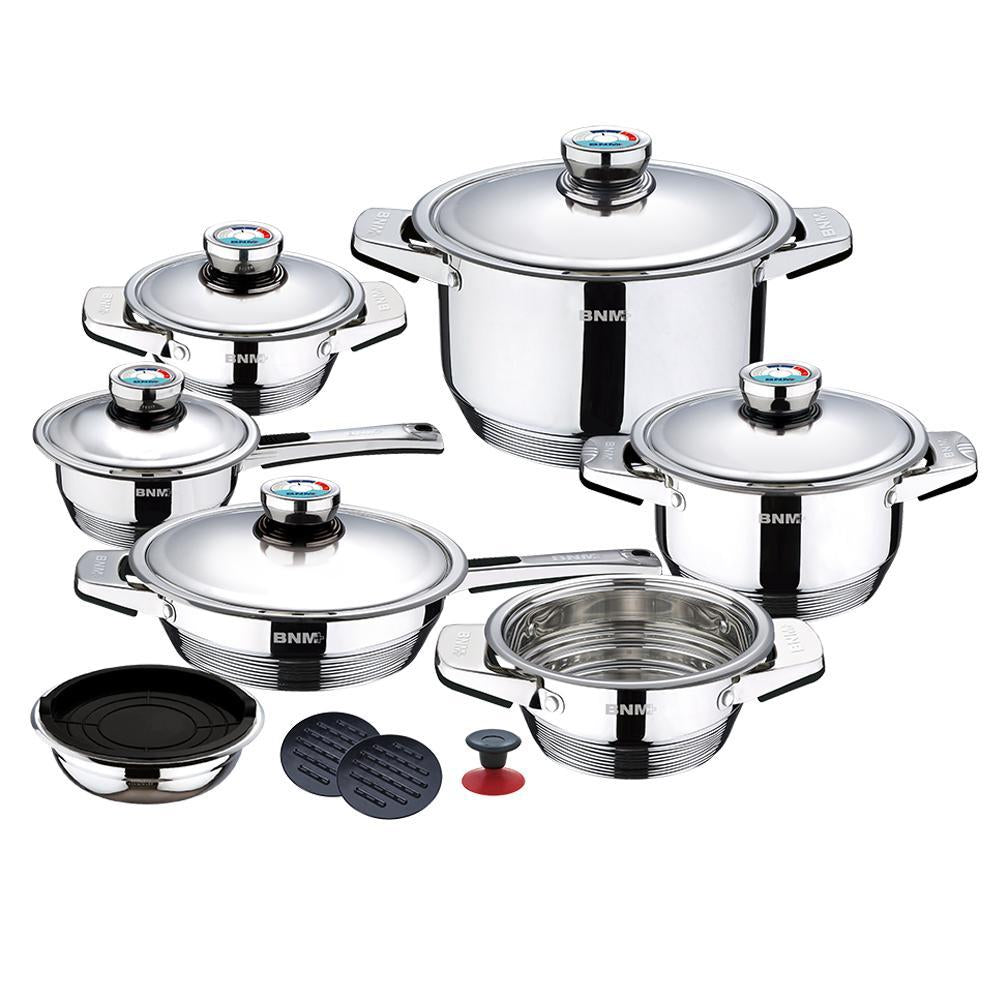 17-Piece Wide edge Stainless Steel Cookware Set