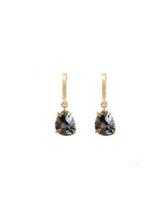 Black Garnet Drop Huggie Earrings