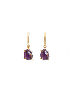 Amethyst Drop Huggie Earrings