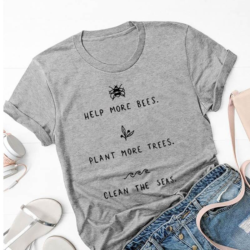 Help More Bees T Shirt Women Plant More Trees Graphic Tees Women Save The Seas Graphic Tees Women Shirts