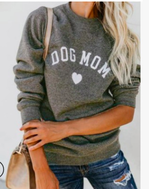 DOG MOM Funny Letter Print Sweatshirt