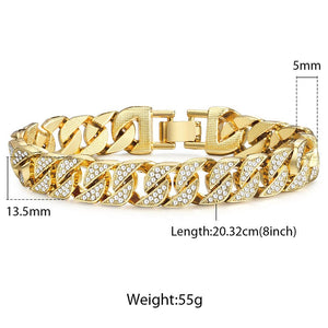 Miami Curb Cuban Chain Bracelet For Men Gold