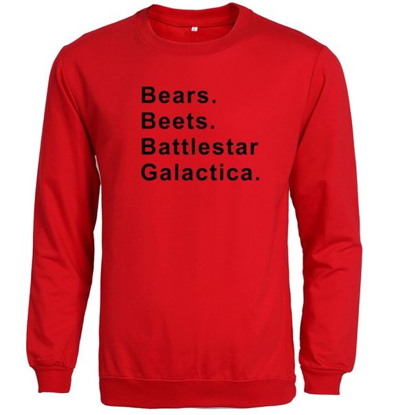 Bears, Beets, Battlestar Galactica sweatshirts