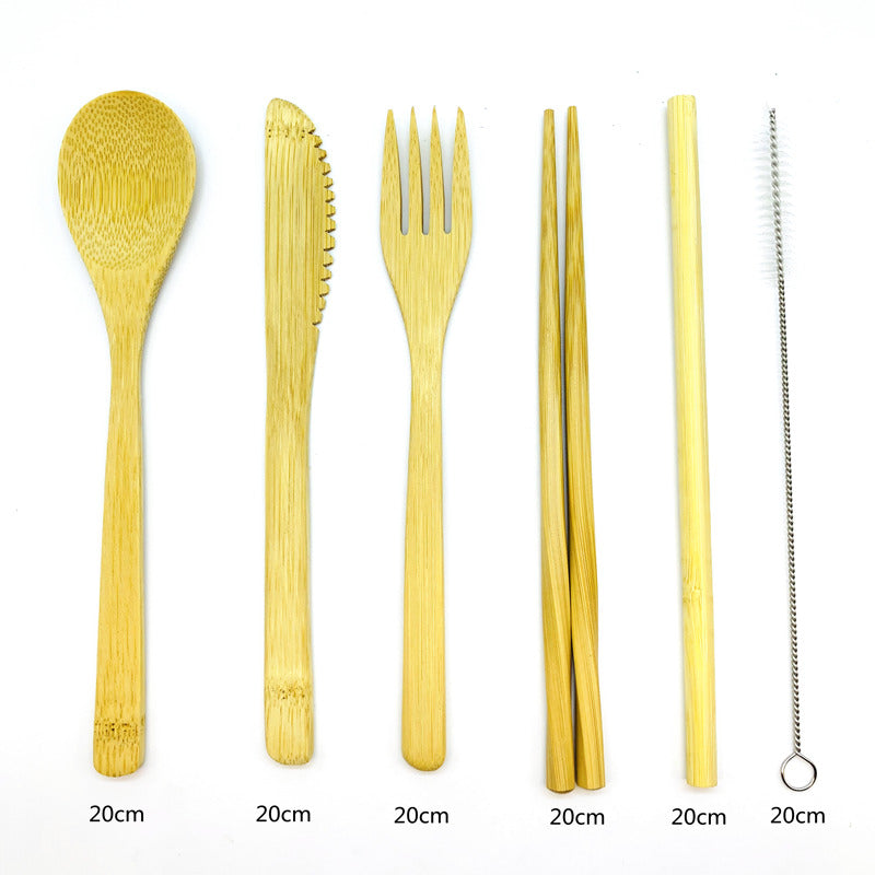 Bamboo Travel Utensils Sustainable Cutlery Set Zero Waste Wrap