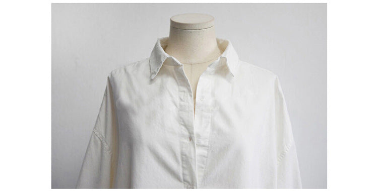 Loose V-neck white shirt