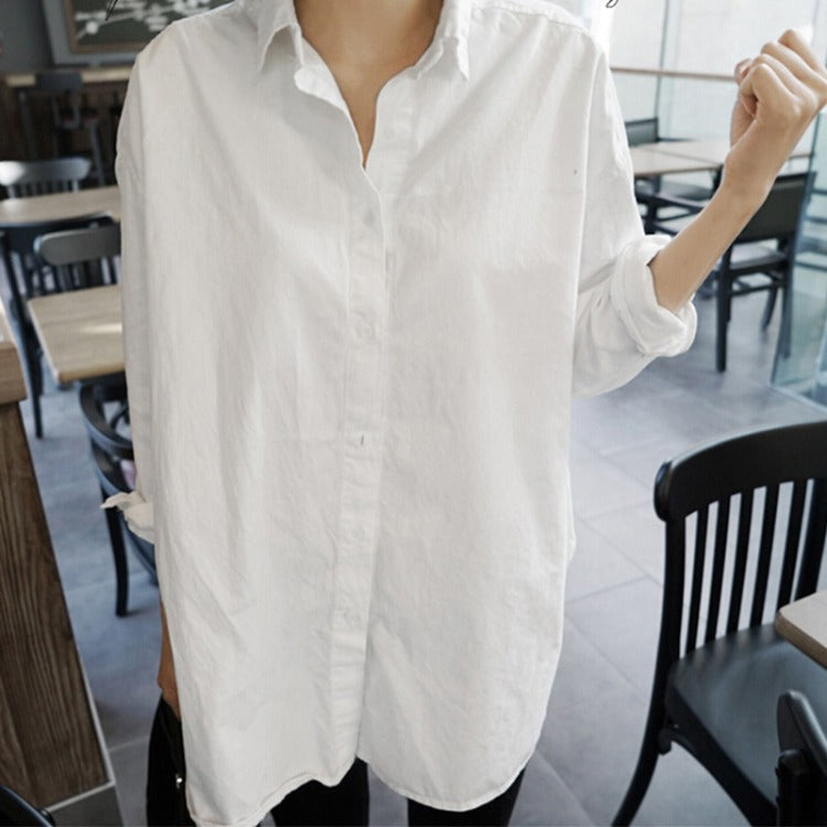 Loose V-neck white shirt