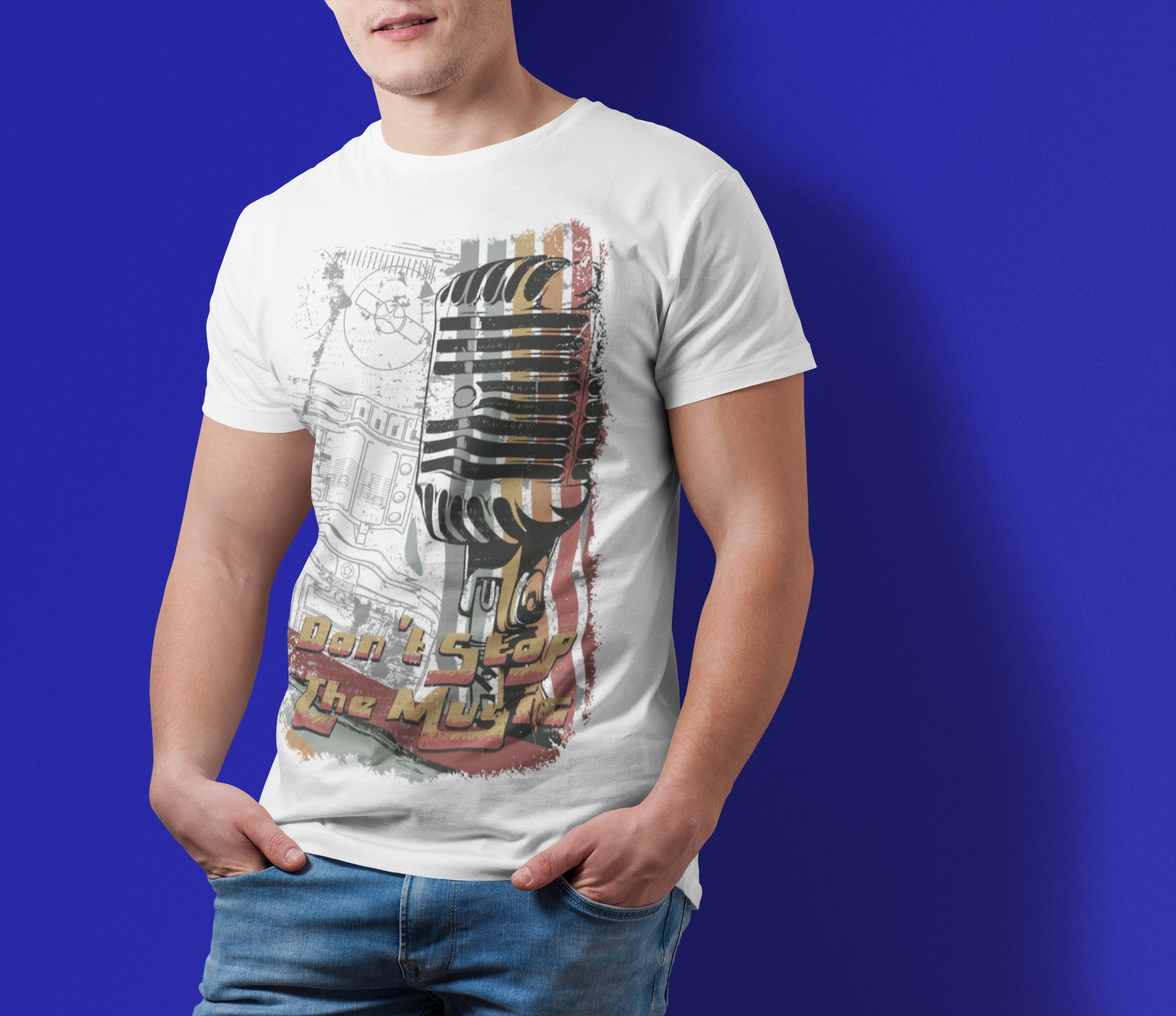 Men's Cotton Crew Tee - DON'T STOP THE MUSIC