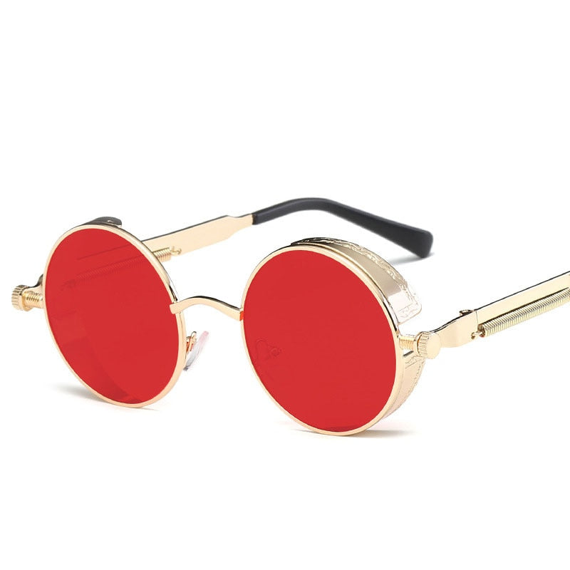 Metal Round Steampunk Sunglasses Men Women Fashion Glasses Brand Designer Retro Frame Vintage Sunglasses High Quality UV400