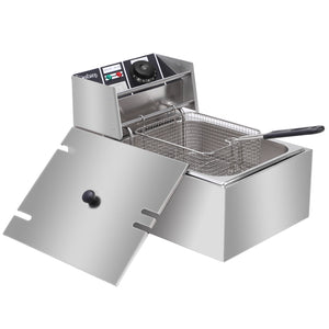 2500W MAX 110V 6L Stainless Steel Single Cylinder Electric Fryer