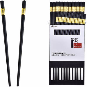 12 Pairs Fiberglass Chopsticks Reusable Chopsticks Non-Slip