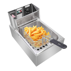 2500W MAX 110V 6L Stainless Steel Single Cylinder Electric Fryer
