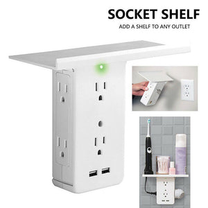 US 8 Port Electrical Socket Shelf Home Wall Outlet Surge Protector Washroom Multifunctional Socket With Shelf