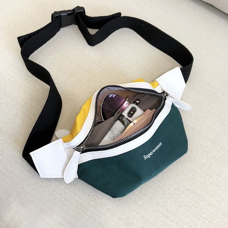 2019 New Canvas Leisure Panelled Fanny Pack For Girls