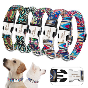 Dog Collar Nylon Pet Dog Tag Collar Adjustable Engraved Puppy Cat Nameplate ID Collars For Small Large Dogs
