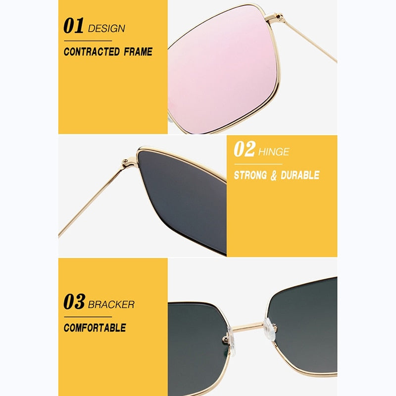 RBRARE Luxury Square Sunglasses Women Brand Designer Retro Alloy Frame Big Sun Glasses Vintage Gradient Male