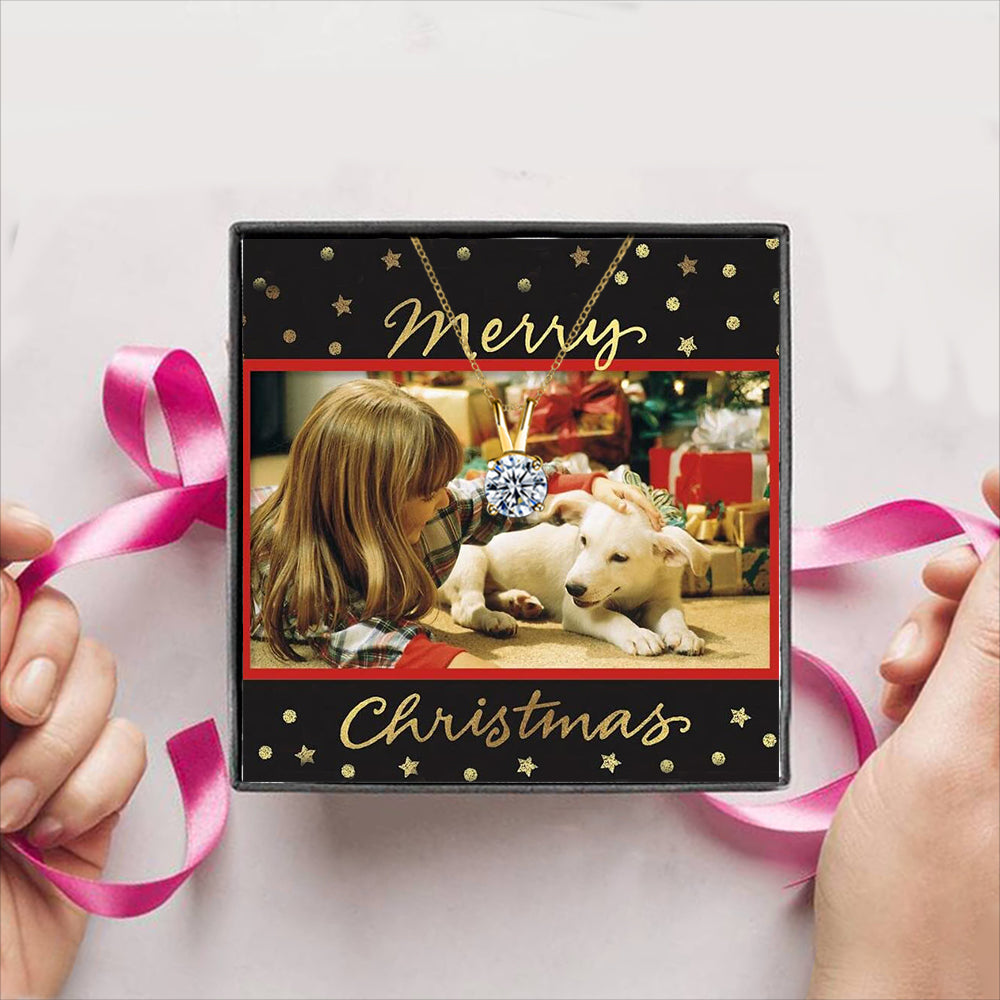 Merry Christmas Card with Blank Note  Gift Box + Necklace (5 Options to choose from)