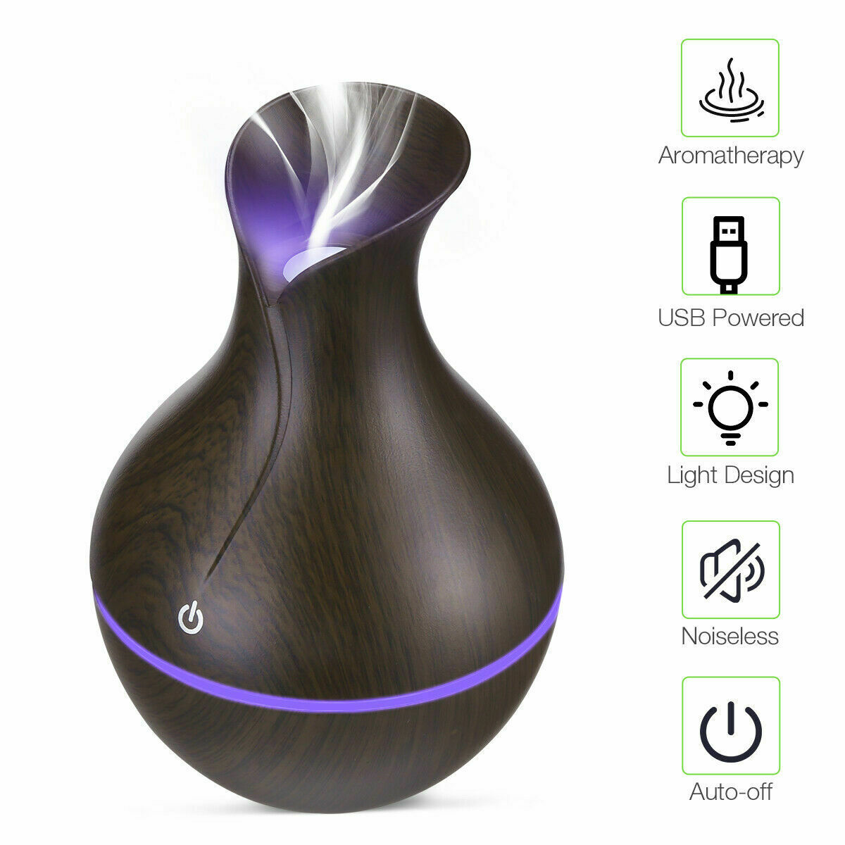 Ultrasonic Humidifier Oil Diffuser Air Purifier Aromatherapy with LED