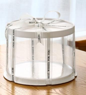 Transparent cake box three-in-one multi-size baking packaging 6 8 12 inch round cake box