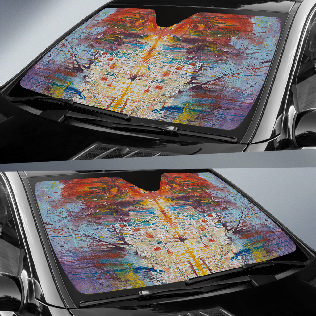 Drizzled Auto Sun Shade from Expressionistic Fine Art Painting