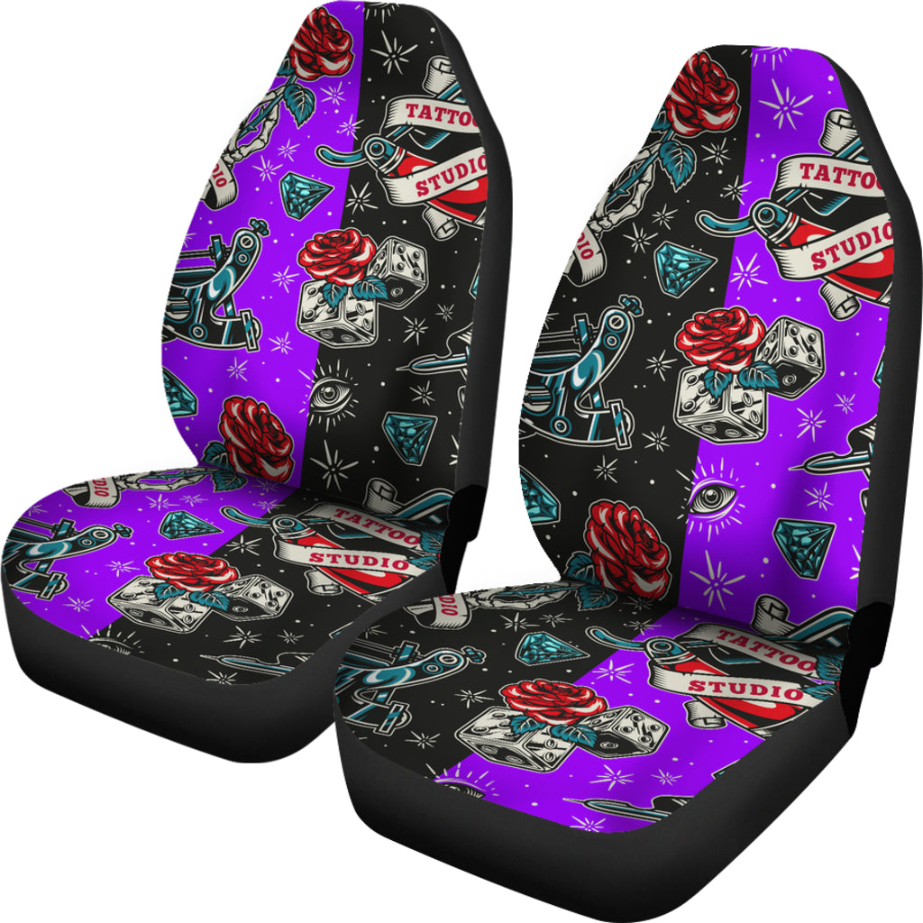 Black & Violet Tattoo Studio Art Design Car Seat Covers