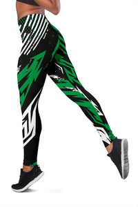 Black & Green Racing Style Women's Leggings