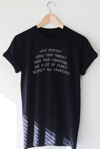 Love Yourself Grow Your Mindset Harajuku T Shirt Women