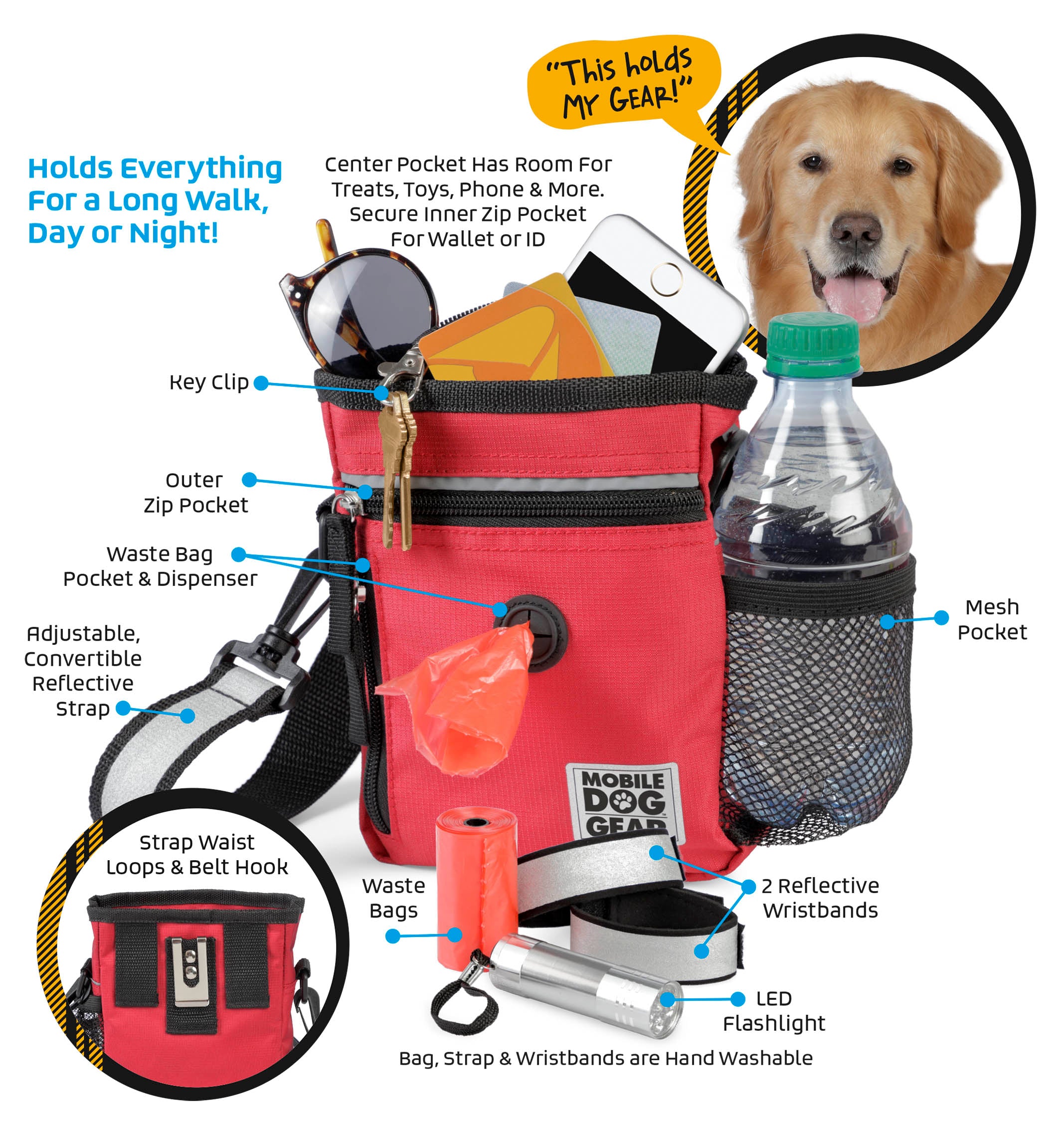 Bundle: ODG Day/Night Walking Bag (Black), ODG Day Away Tote Bag TM (Black) and ODG Week Away Bag TM (Med/Lg Dogs) (Black)