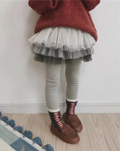 Baby and Toddler Cotton Leggings With Tutu Skirt (Pink or Gray)