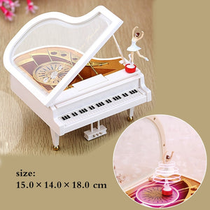 Classic Rotating Dancer Ballerina Piano Music Box Clockwork Plastic Jewelry Box Girls Hand Crank Music Mechanism Christmas Gift