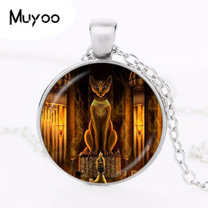 Ancient Egyptian Cat Goddess Glass Necklace